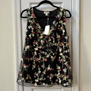 Colorful embroidered tank, size L